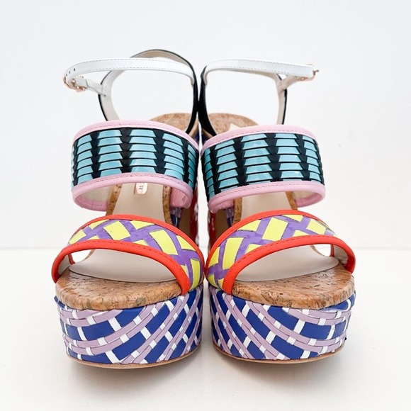 Sophia Webster Celia Platform Sandal Colorblock Multicolor Block Heel Rainbow - Picture 3 of 12